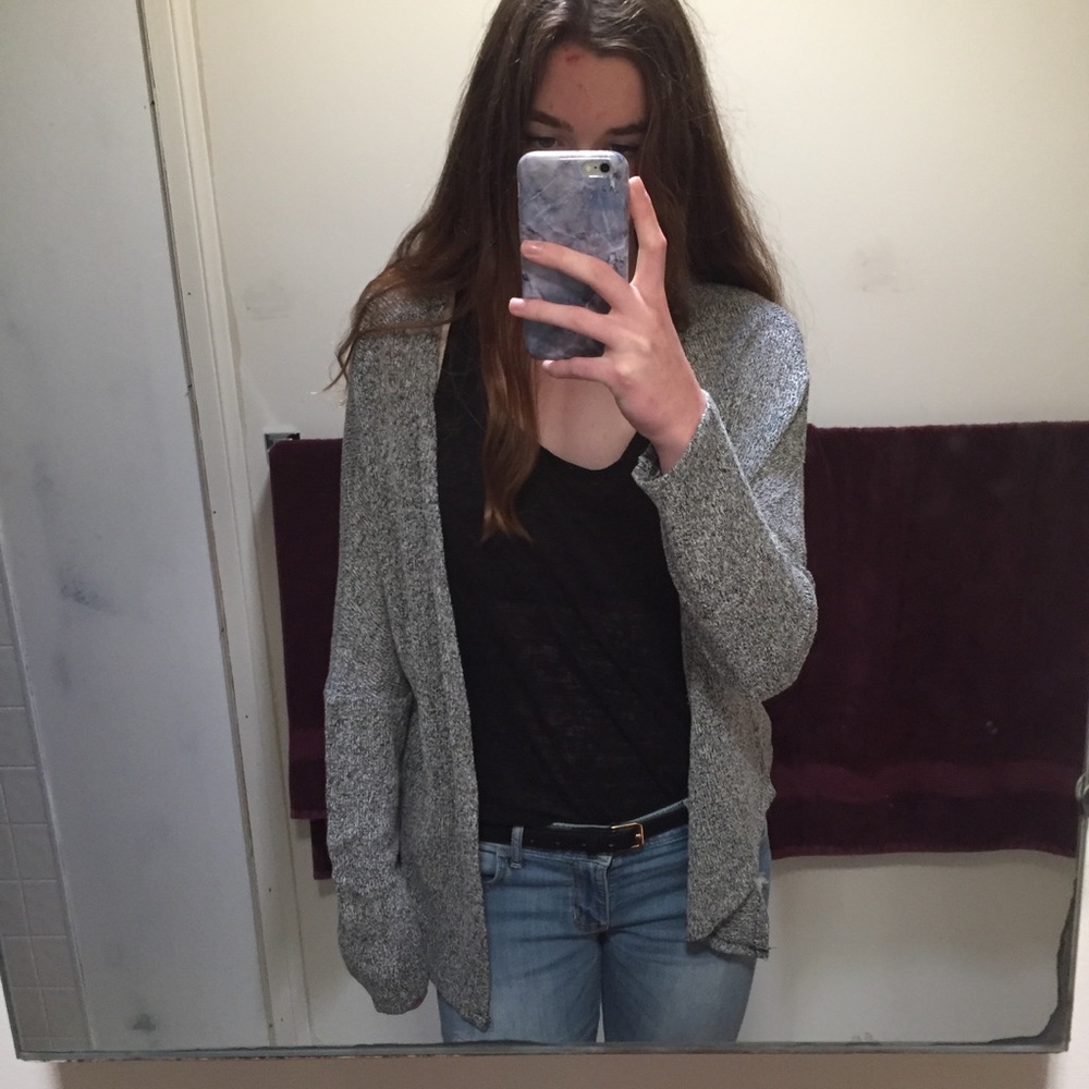 black and gray cardigan
